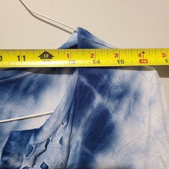 OSO Casuals Womens Blue Tie Dye Tunic Detail Scoop neck Size M - Picture 5 of 7